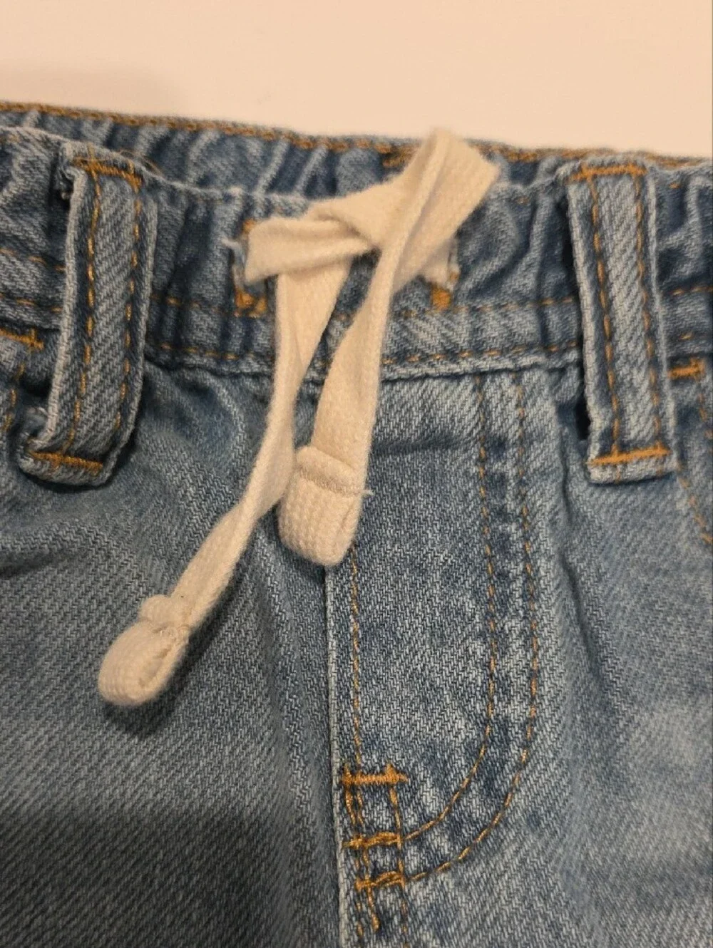 Kids Light Blue Denim Shorts with Drawstring Gap 18-24 Months